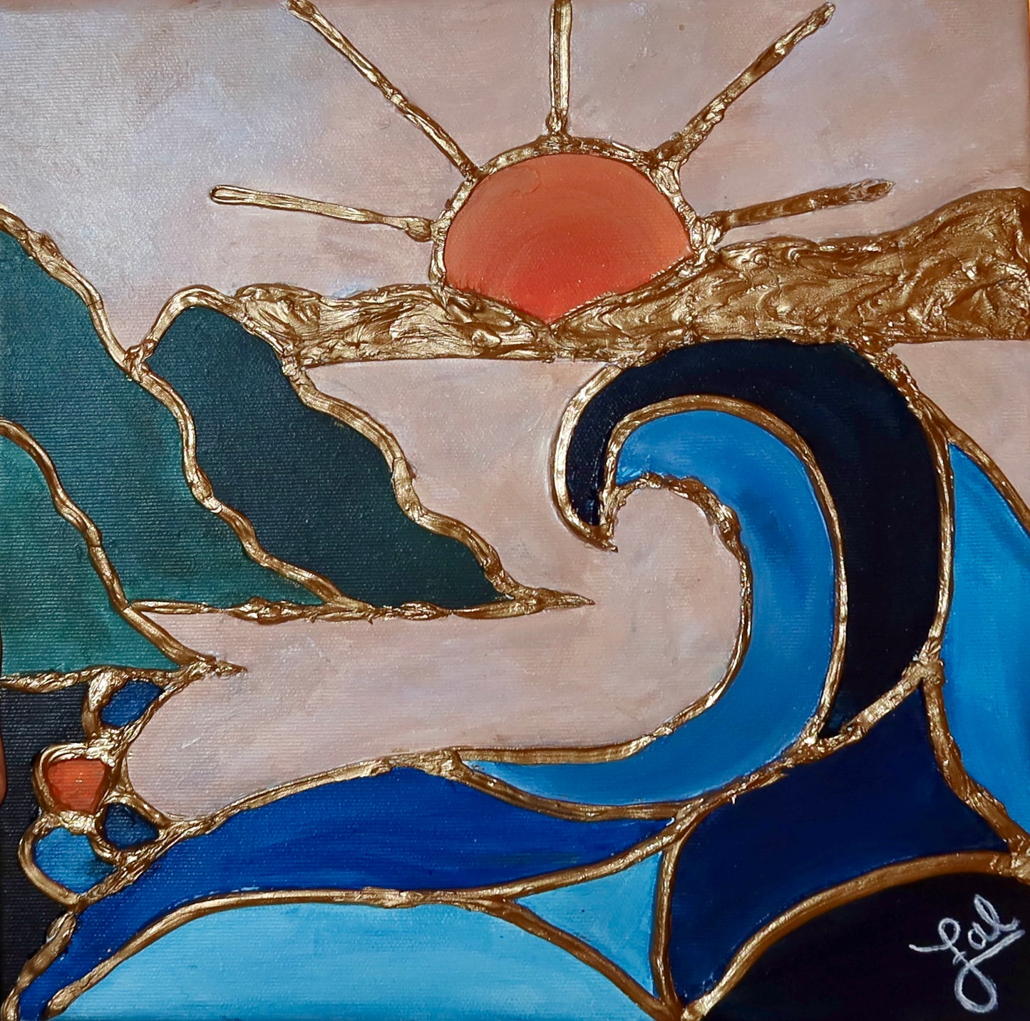 “Madeira Island” Mixed Media On Canvas 12x12in