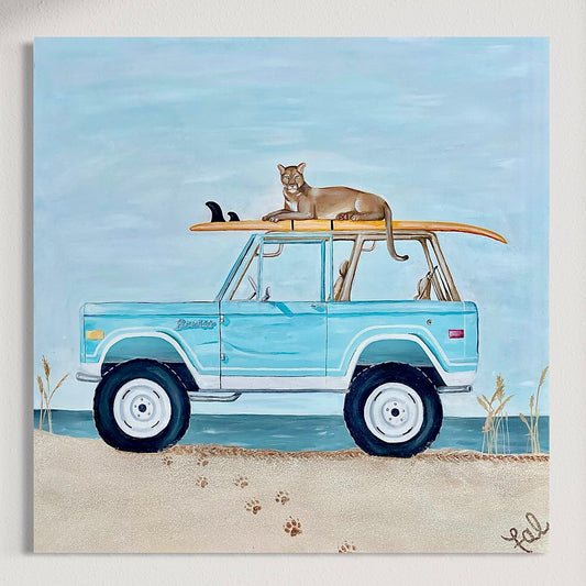 “Bronco Beach Panther” Acrylic On Canvas 36x36in