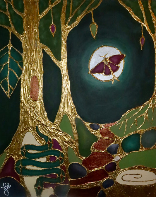 “Enchanted Path” On Mixed Media On Canvas 24x30in
