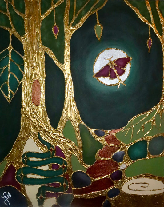 “Enchanted Path” On Mixed Media On Canvas 24x30in