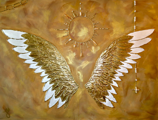 “Golden Guardian” Mixed Media On Canvas 48x36in
